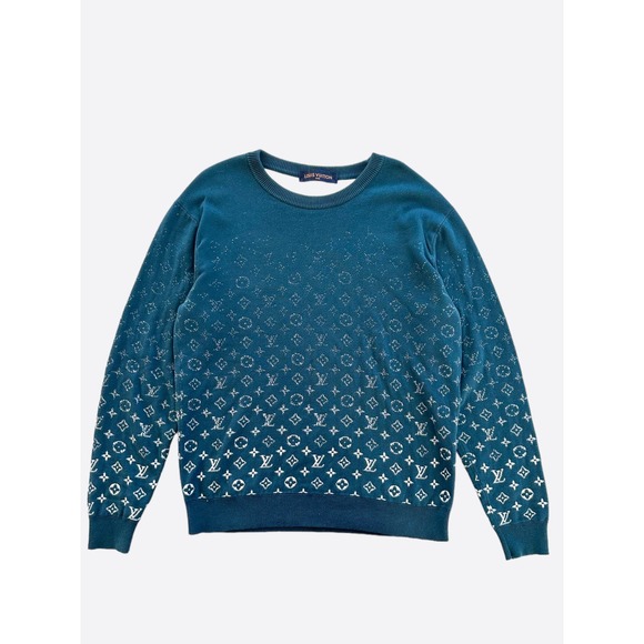 Louis Vuitton Turquoise & White Monogram Gradient Sweater